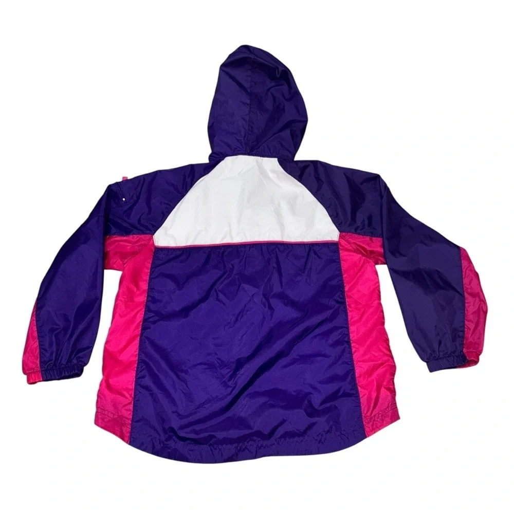 Hanes Girl's M Medium Vintage 1990's Track Jacket Colorblock Lightweight Hooded